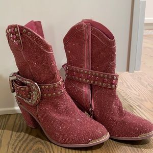 Pink rhinestone boots